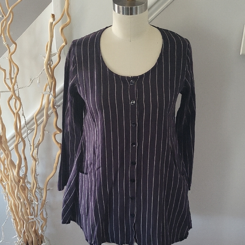 Women's Striped Button-Up Top